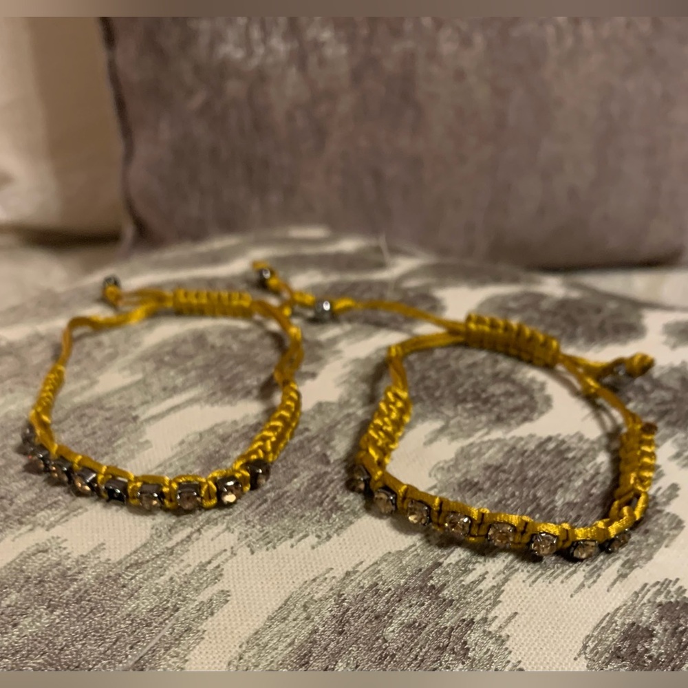 Gold Adjustable Bracelets With Bronze Stones, Set of Two, NWOT